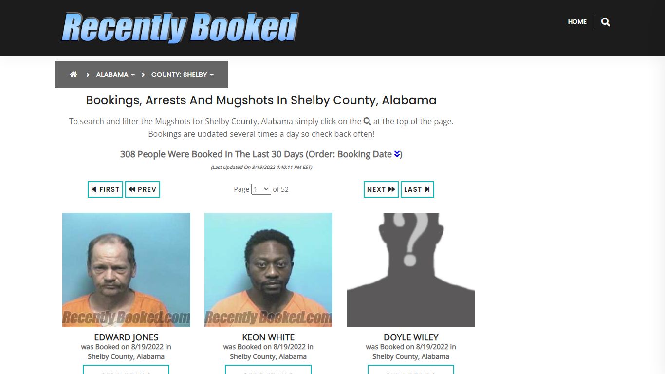 Recent bookings, Arrests, Mugshots in Shelby County, Alabama